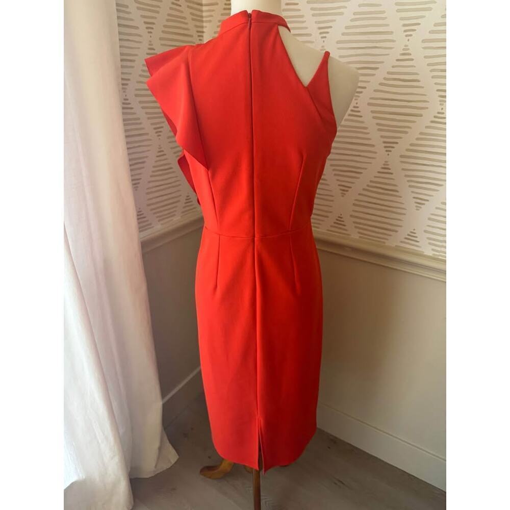 Topshop Women’s Size 8 Medium Red Ruffle Asymetrical Party Cocktail Dress - Picture 5 of 7